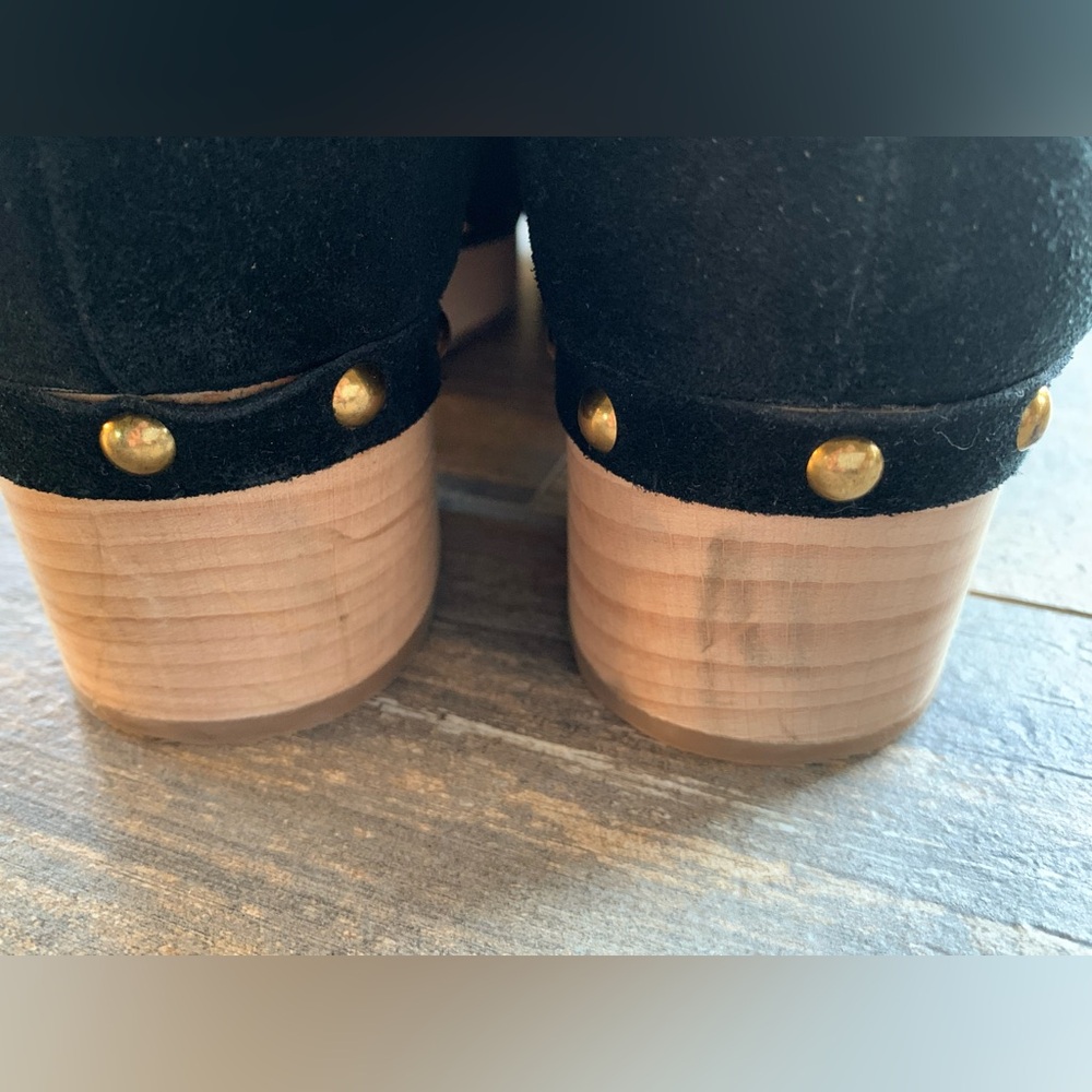 NEW J. Crew black suede leather faux fur lined clog ankle boots size 10.5 NEW! - Picture 7 of 10